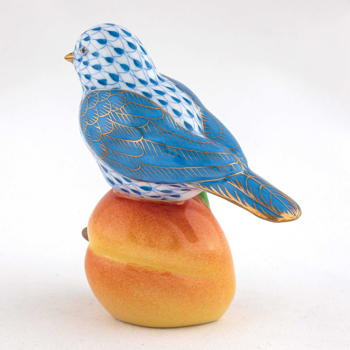 Herend Bird on Peach Figurine – Blue, alternate view