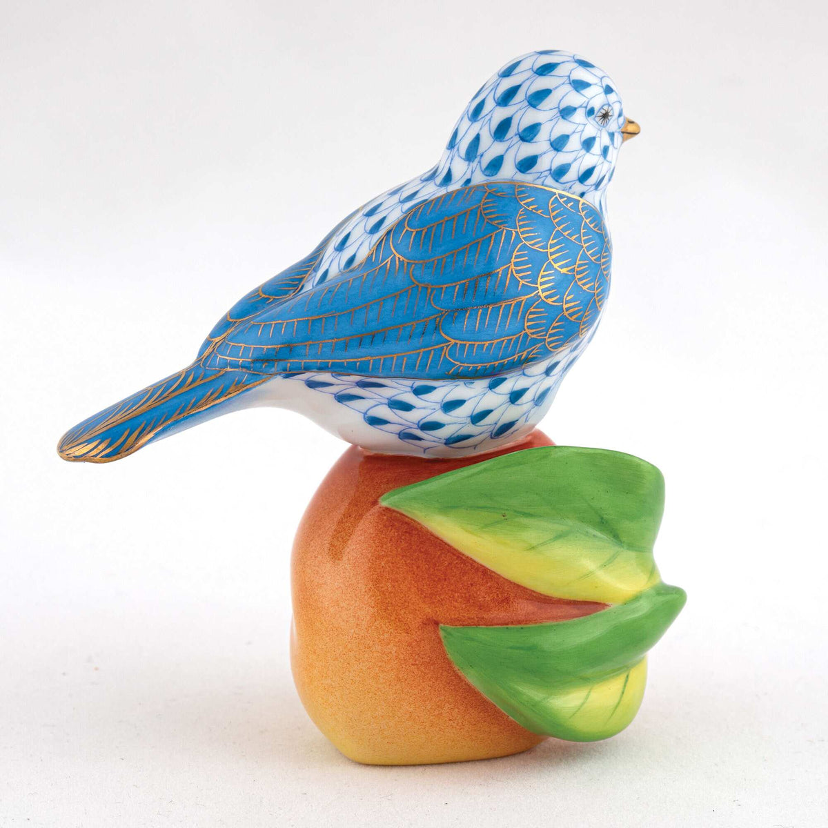 Herend Bird on Peach Figurine – Blue, alternate view