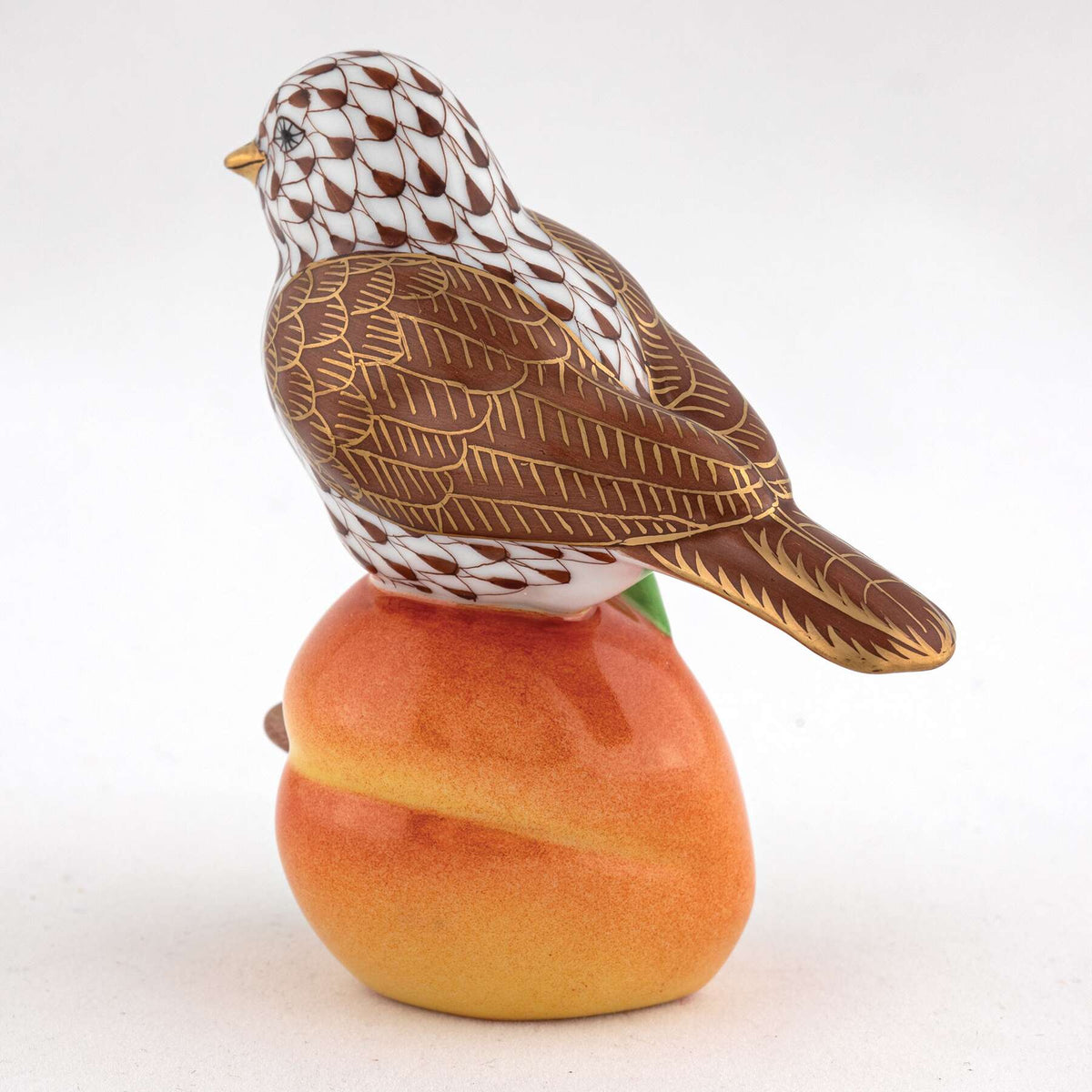 Herend Bird on Peach Figurine – Chocolate, alternate view