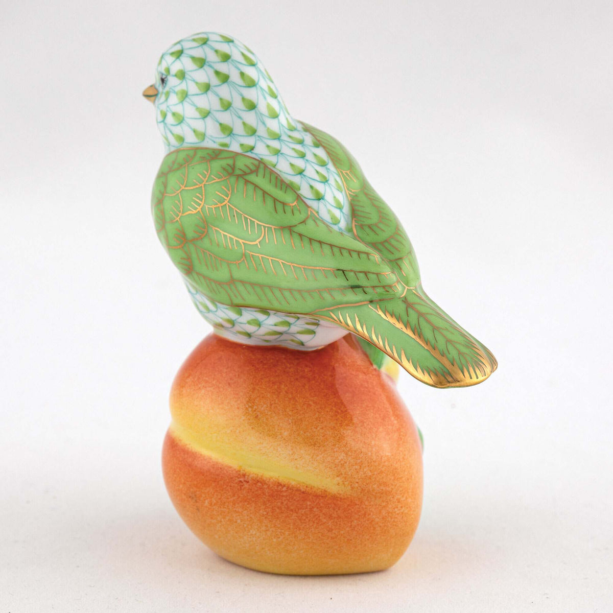 Herend Bird on Peach Figurine – Key Lime, alternate view