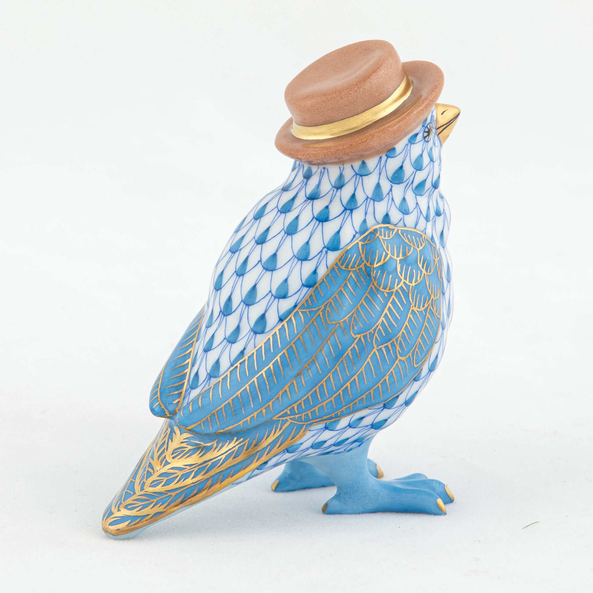 Herend Bird with Hat Figurine – Blue, alternate view