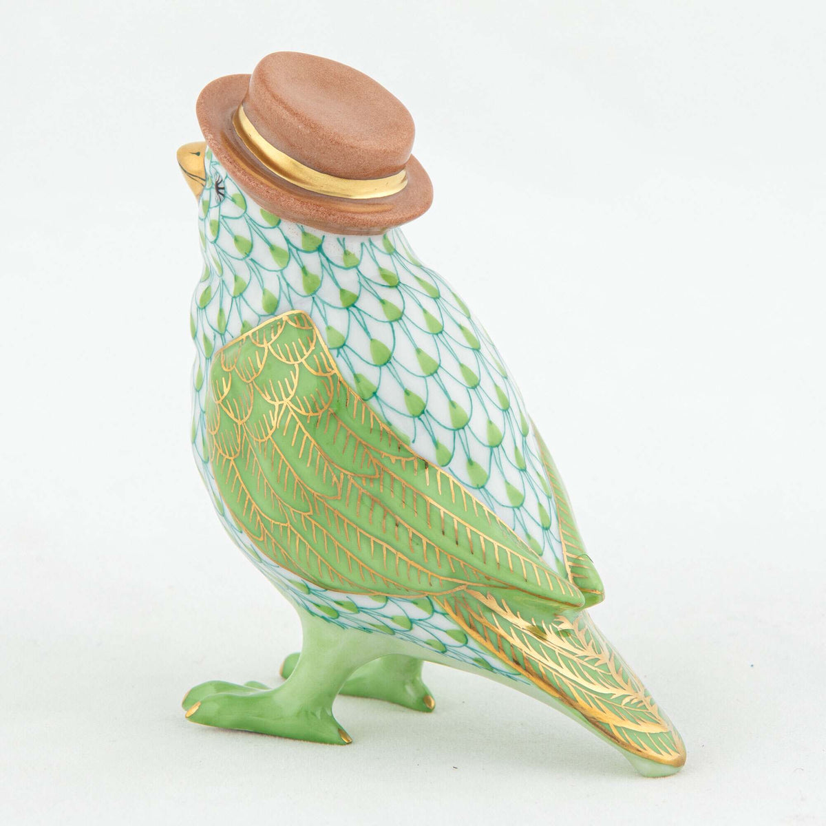 Herend Bird with Hat Figurine – Key Lime, alternate view