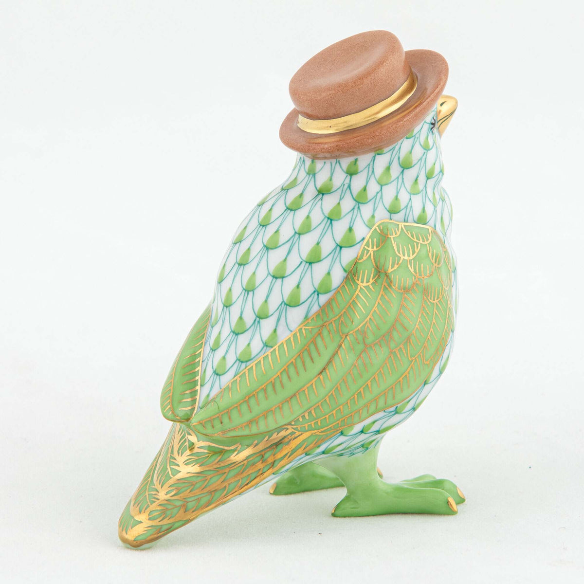 Herend Bird with Hat Figurine – Key Lime, alternate view