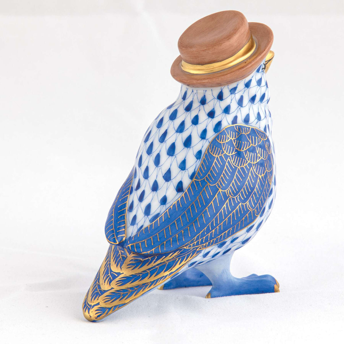 Herend Bird with Hat Figurine – Sapphire, alternate view