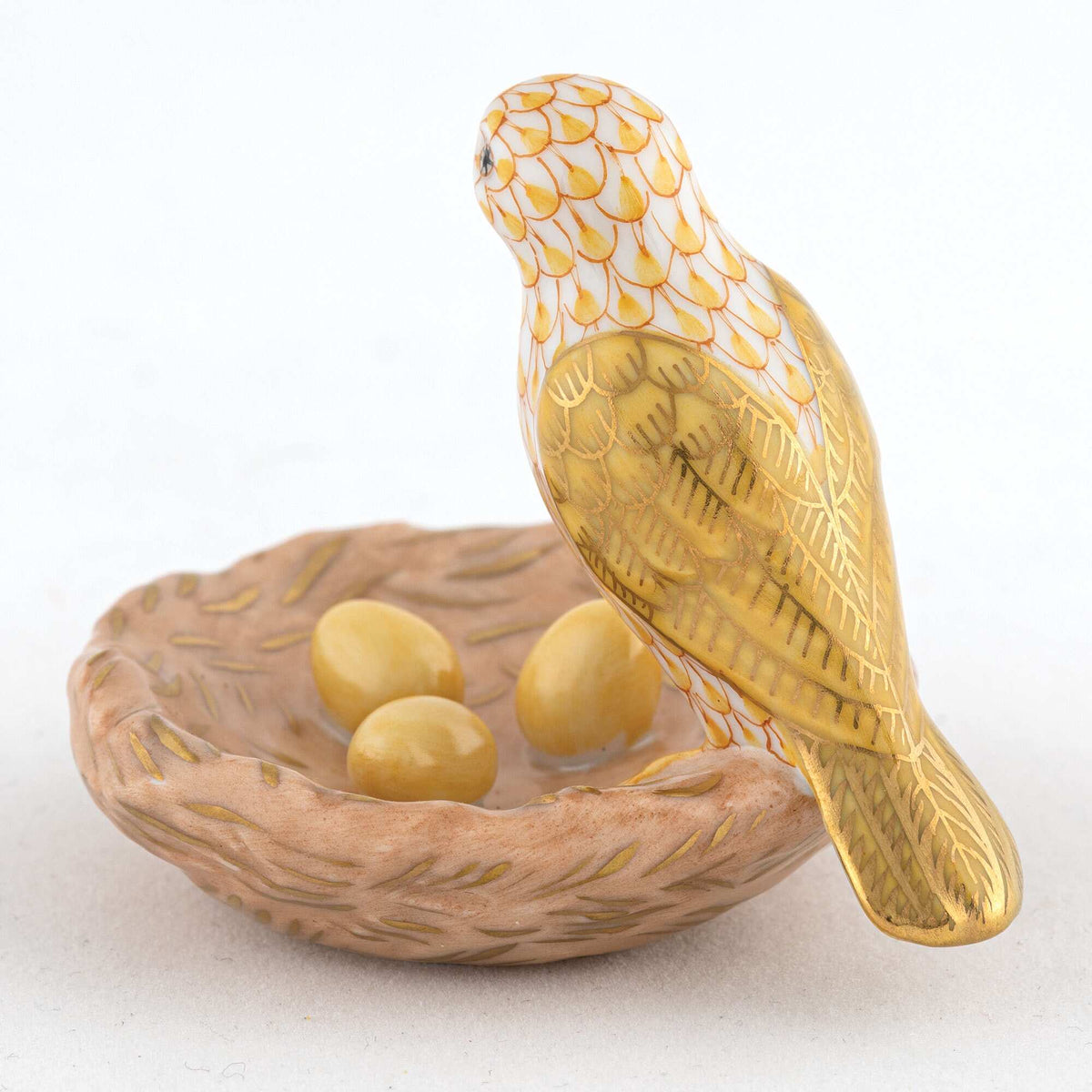 Herend Bird with Nest Figurine – Butterscotch, alternate view