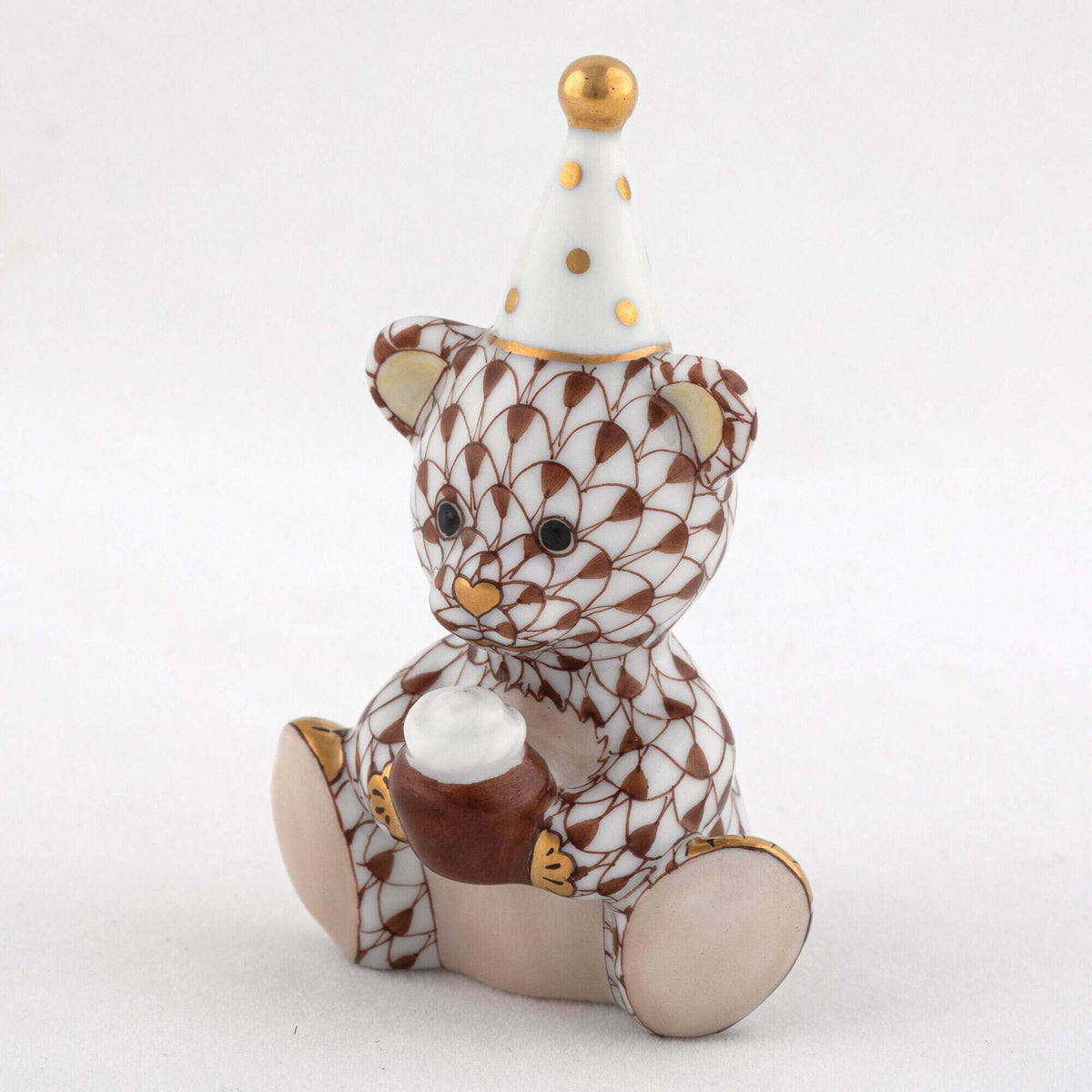 Herend Birthday Bear Figurine – Chocolate, alternate view
