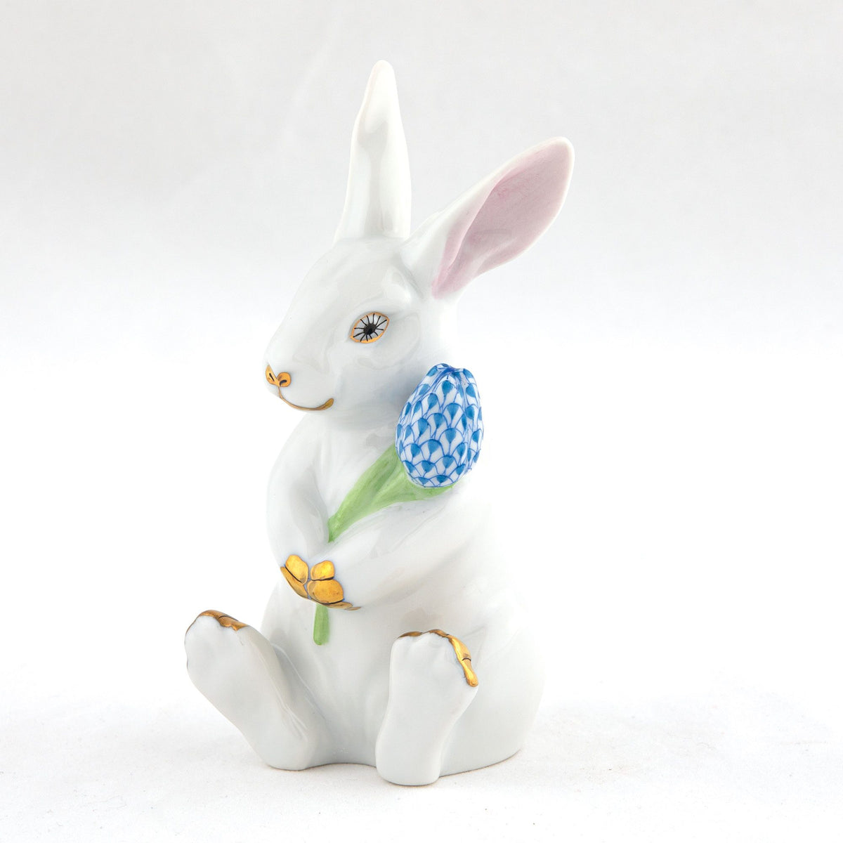 Herend Blossom Bunny Figurine – White-Blue, alternate view