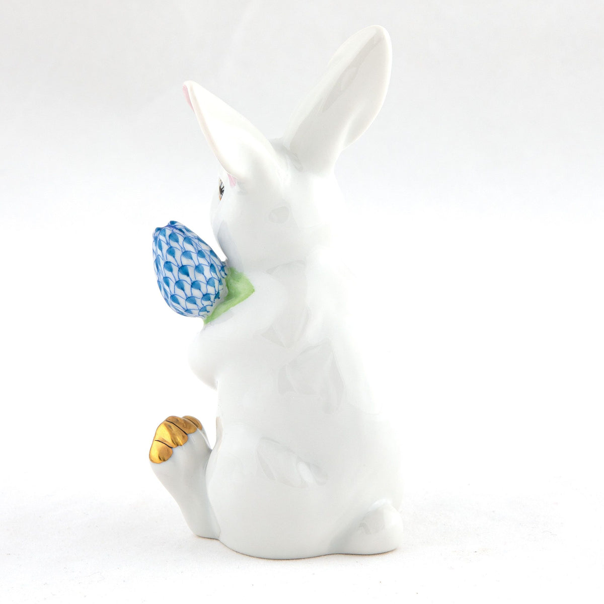 Herend Blossom Bunny Figurine – White-Blue, alternate view