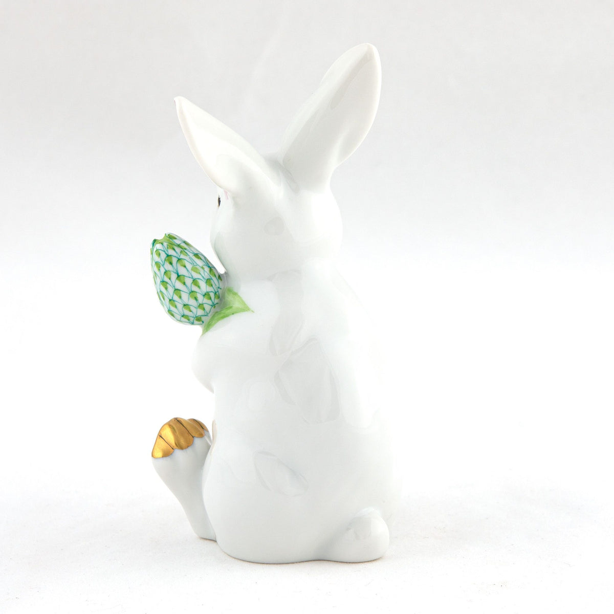 Herend Blossom Bunny Figurine – White-Key Lime, alternate view