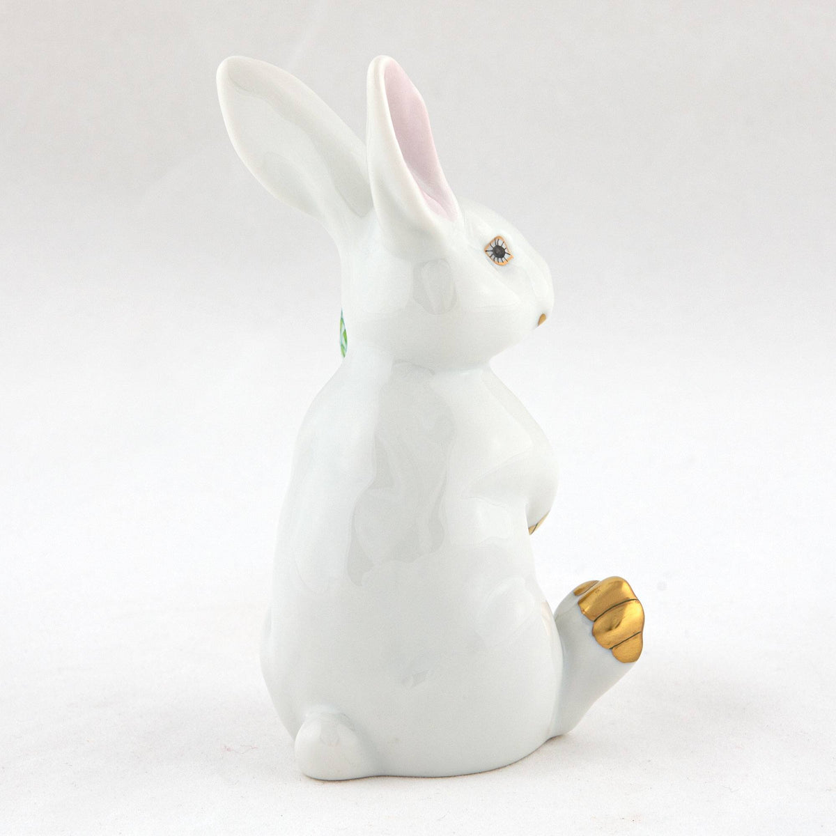 Herend Blossom Bunny Figurine – White-Key Lime, alternate view