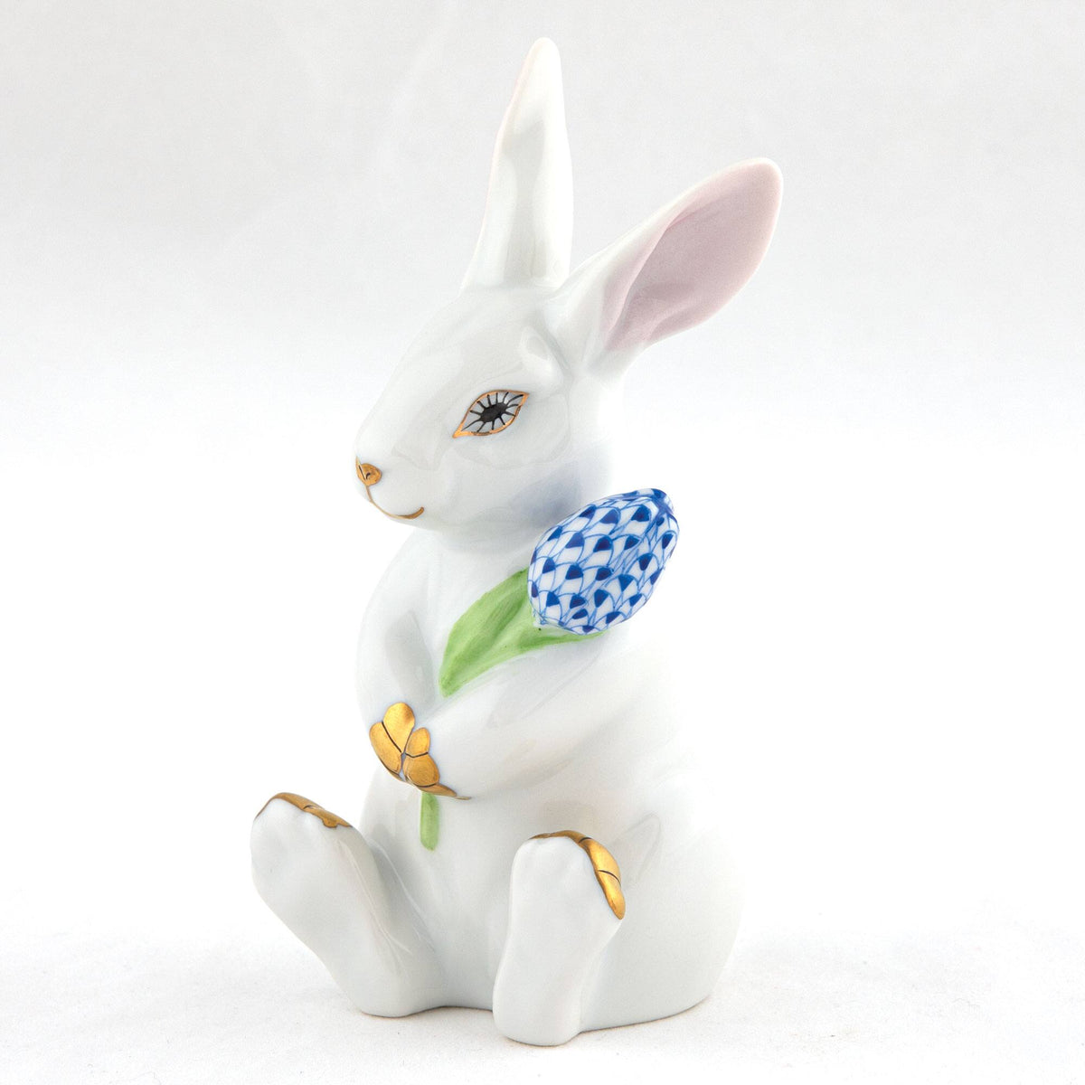 Herend Blossom Bunny Figurine – White-Sapphire, alternate view