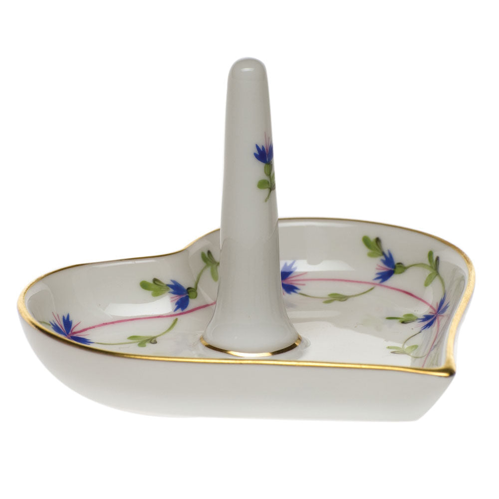 Hand-painted Herend Blue Garland Ring Holder Garnishment in fine porcelain, 4in L X 2.5in H, on a white background