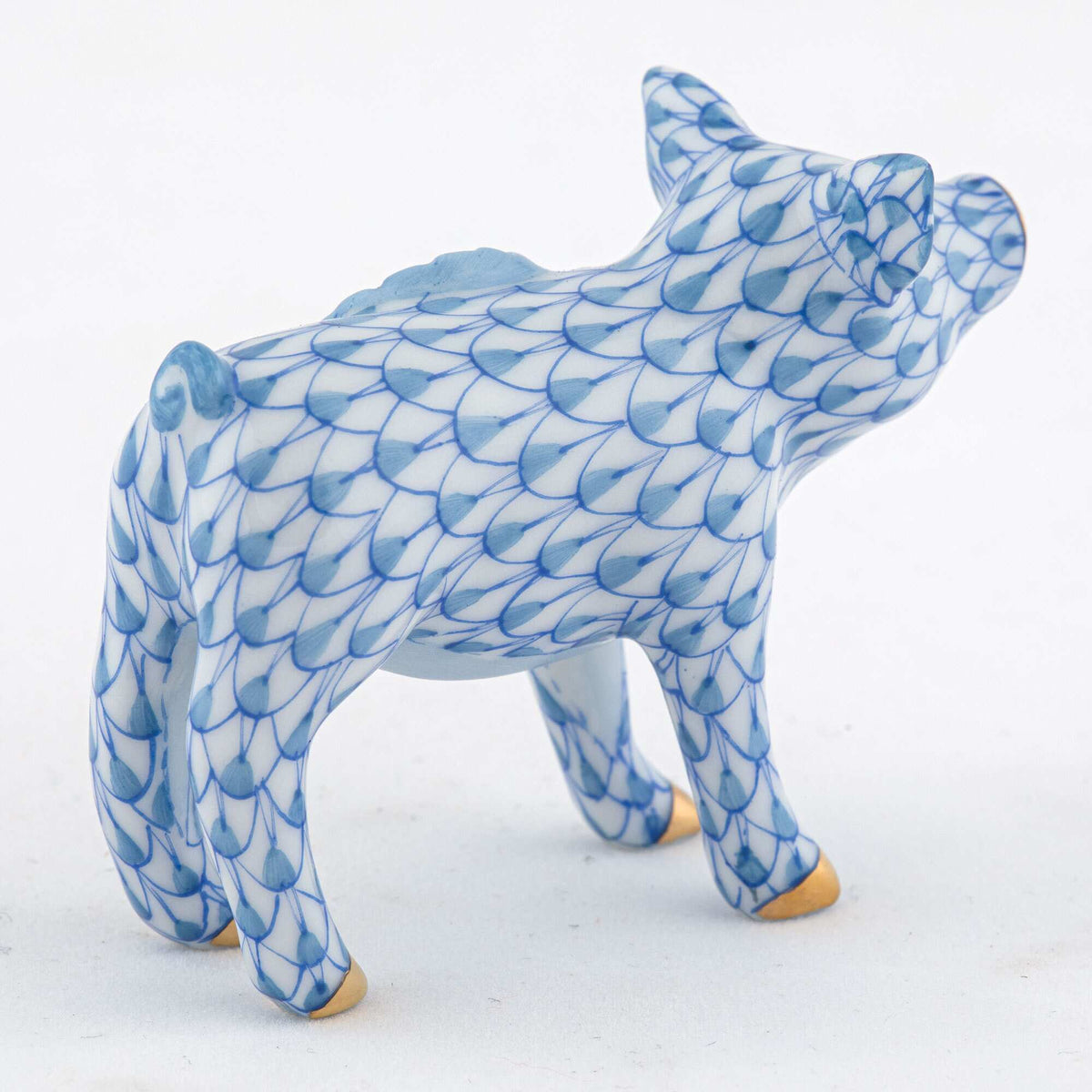 Herend Blue Ribbon Pig Figurine – Blue, alternate view