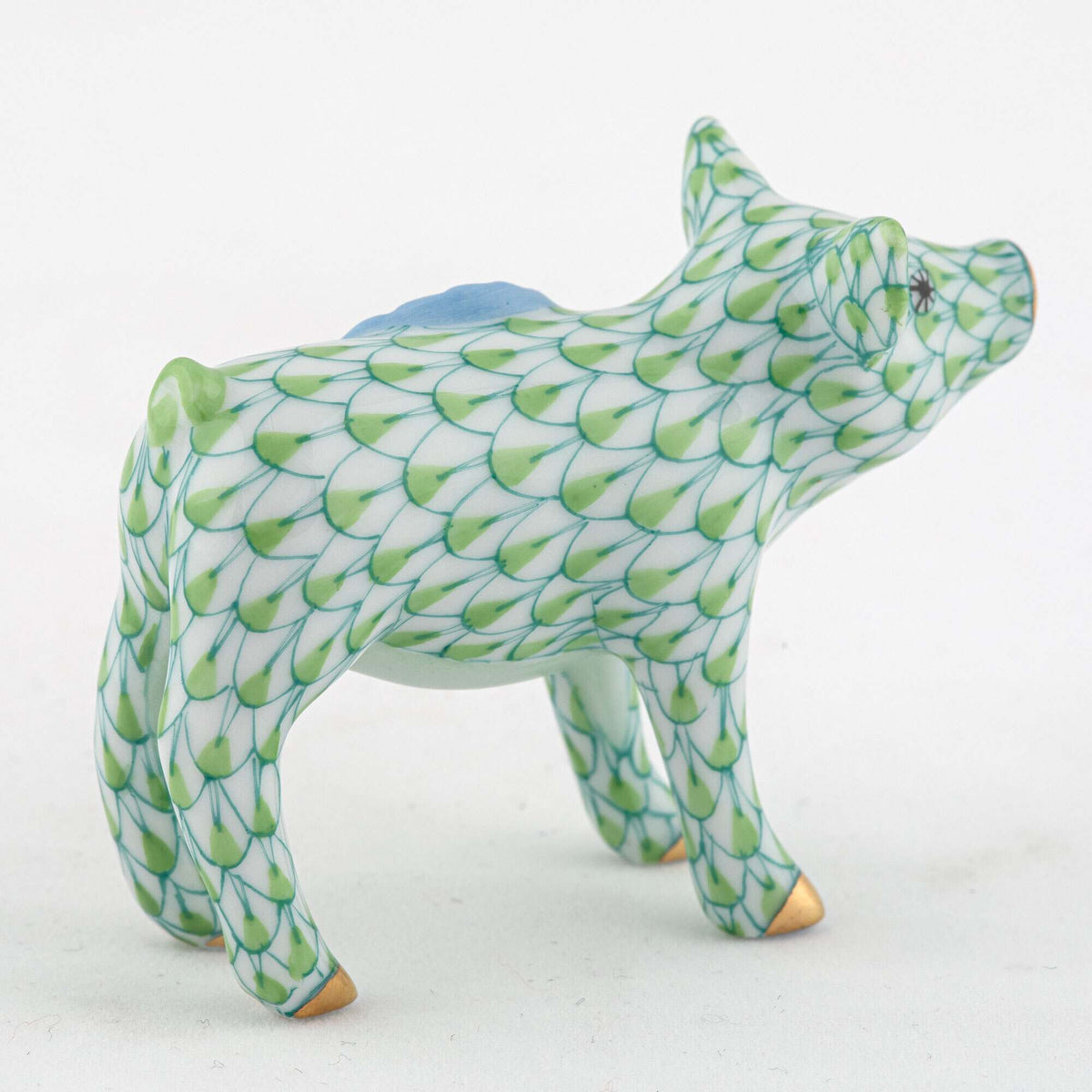 Herend Blue Ribbon Pig Figurine – Key Lime, alternate view