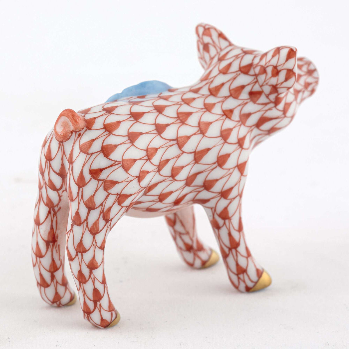 Herend Blue Ribbon Pig Figurine – Rust, alternate view