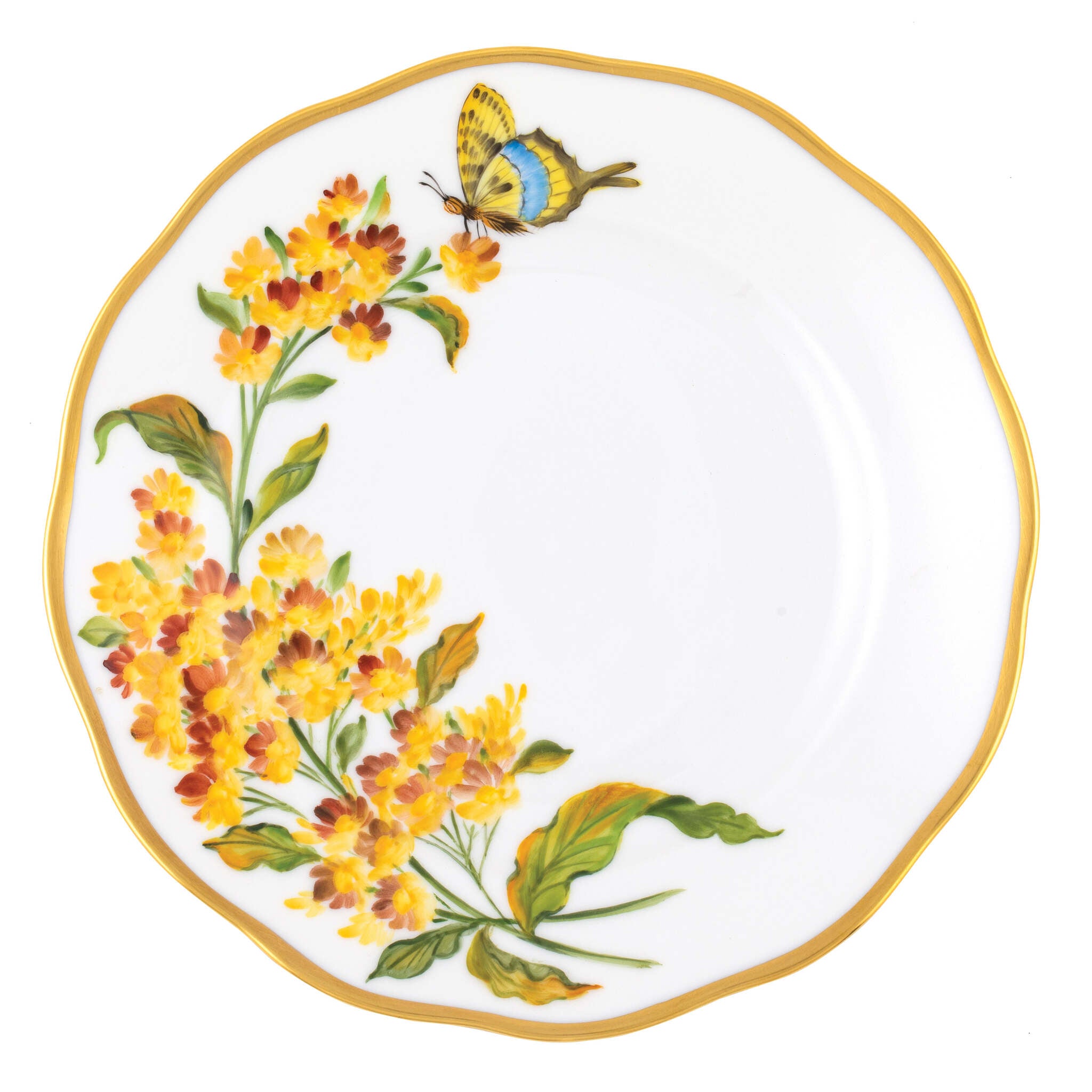 Herend Bread and Butter Plate porcelain figurine painted in the Multicolor (9) fishnet pattern
