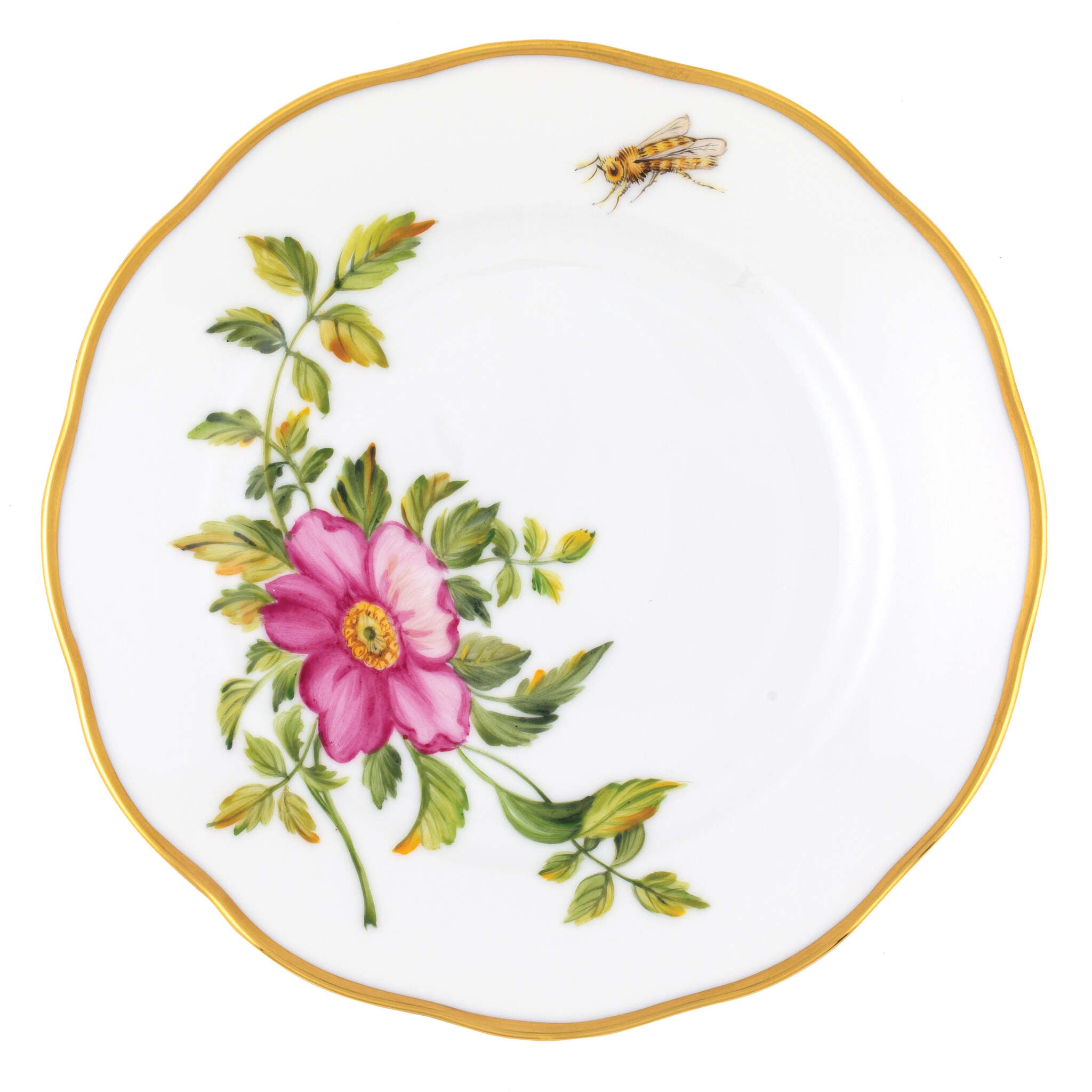 Hand-painted Herend Bread and Butter Plate in Multicolor fishnet porcelain on a white background