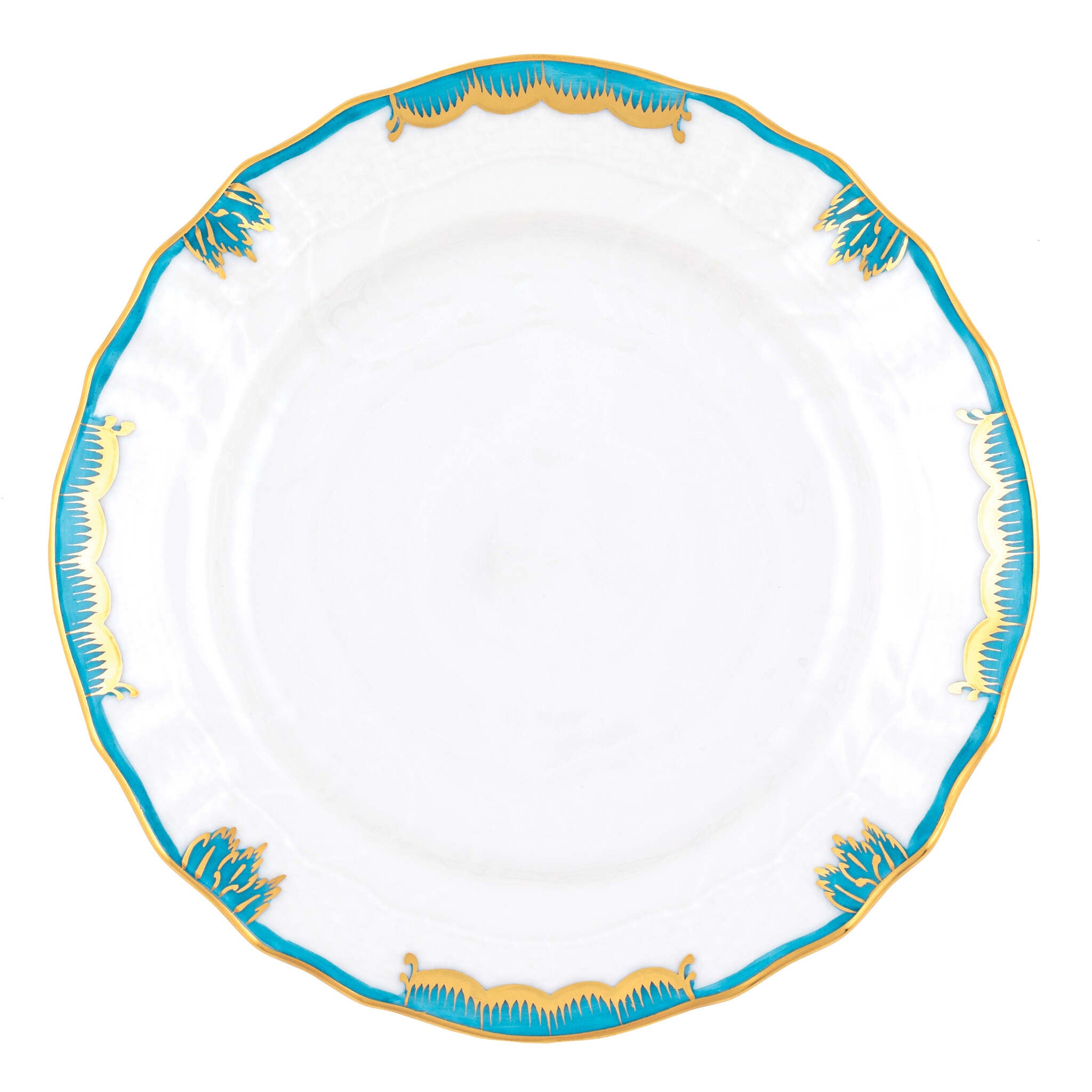 Hand-painted Herend Bread and Butter Plate in fine porcelain, 6in D, on a white background