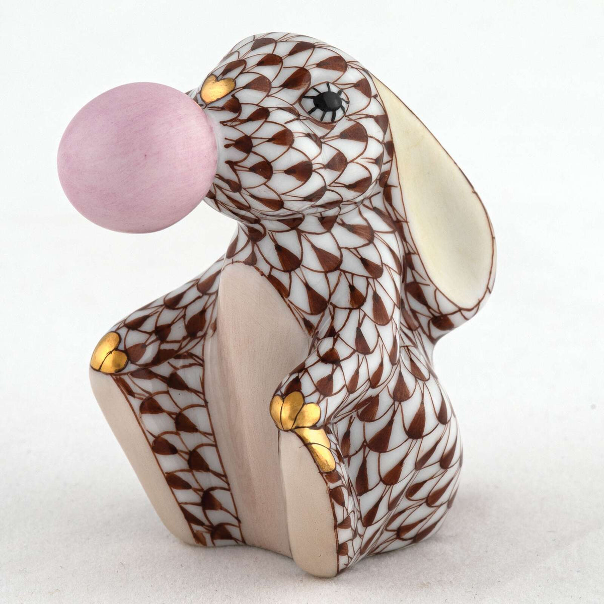 Herend Bubble Gum Bunny Figurine – Chocolate, alternate view