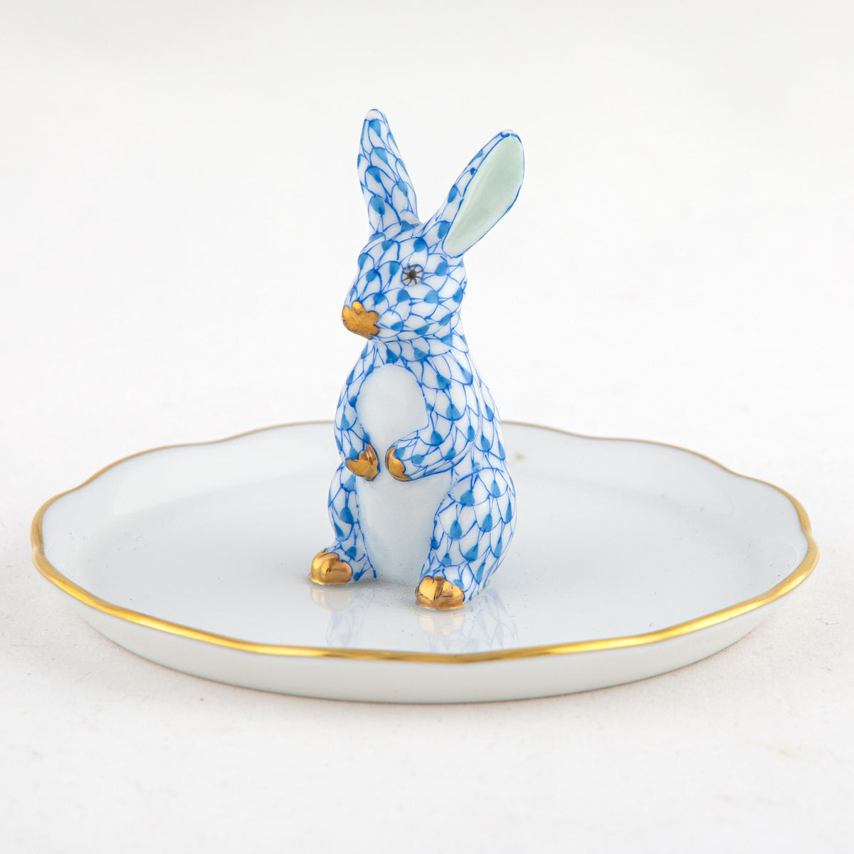 Herend Bunny Ring Holder Garnishment – Blue, alternate view