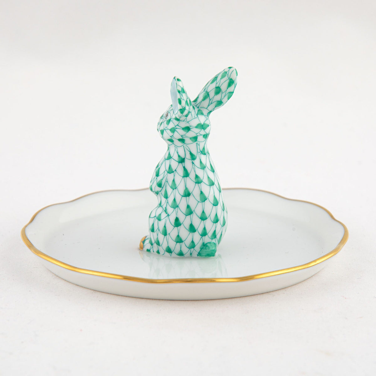 Herend Bunny Ring Holder Garnishment – Green, alternate view