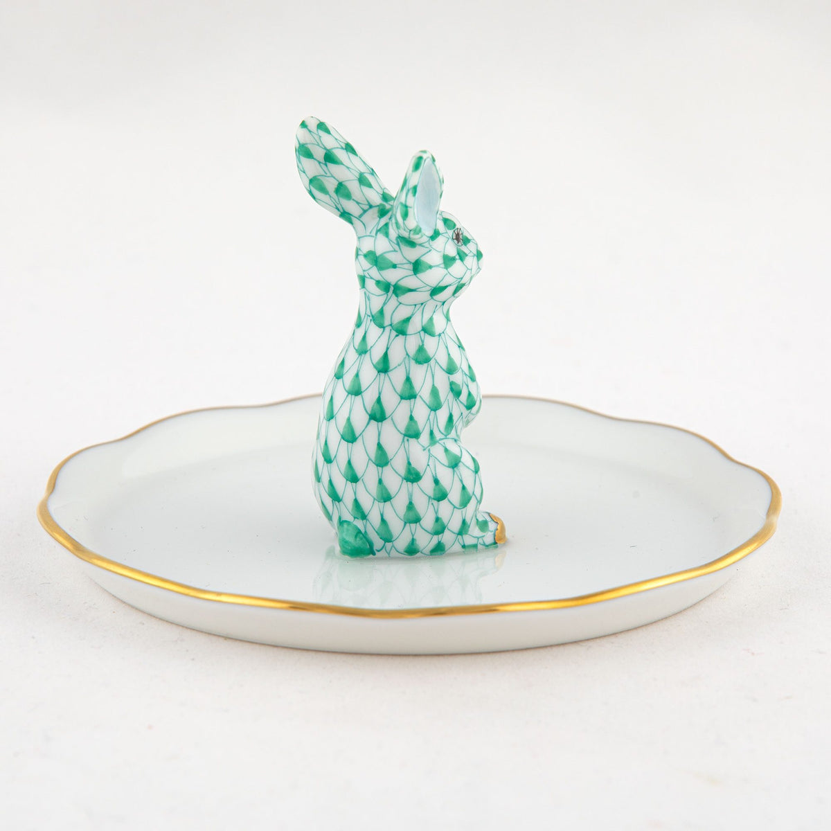 Herend Bunny Ring Holder Garnishment – Green, alternate view