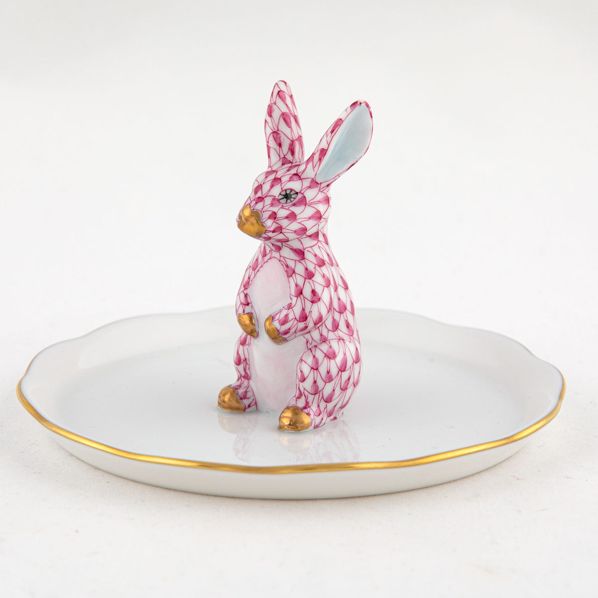 Herend Bunny Ring Holder Garnishment – Raspberry, alternate view