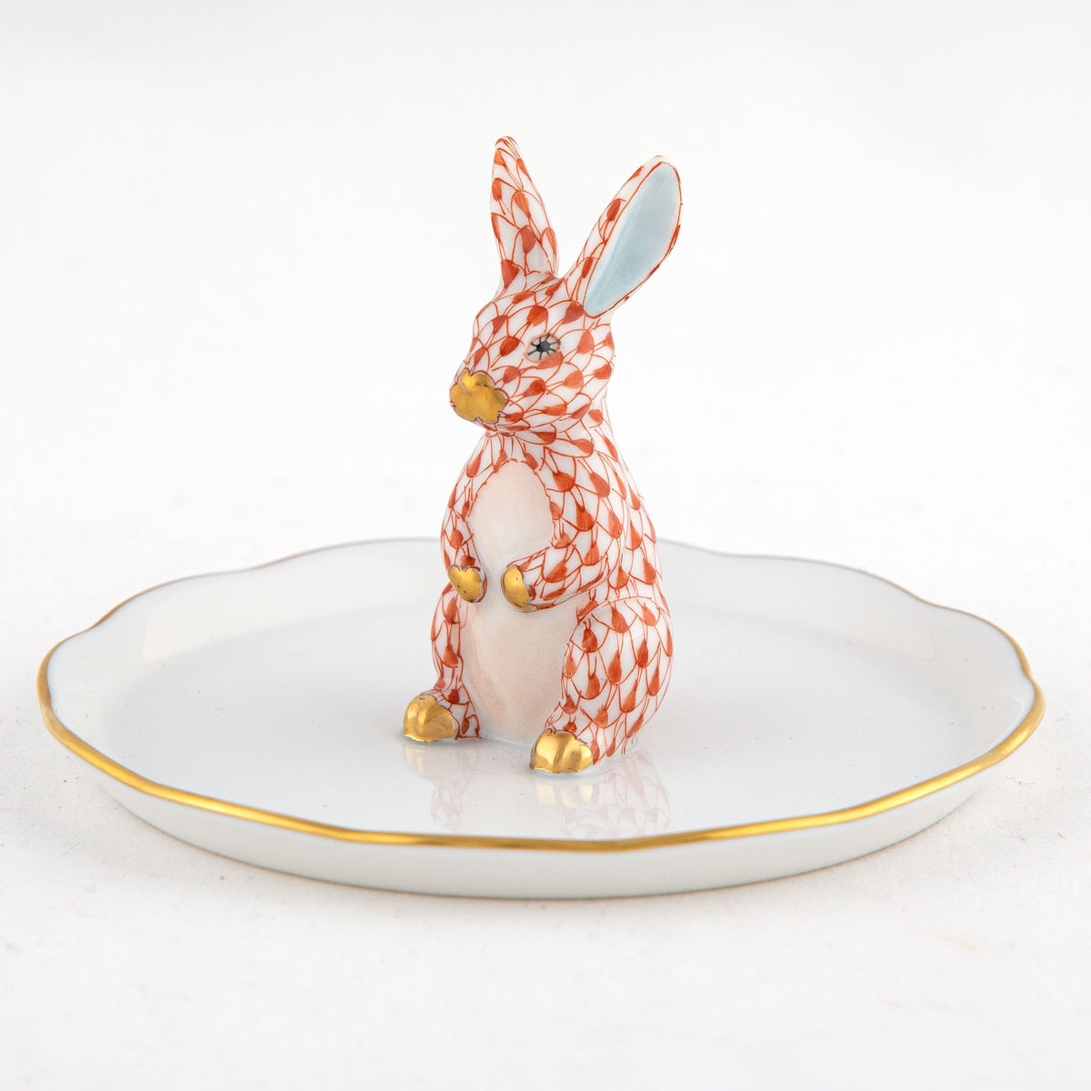 Herend Bunny Ring Holder Garnishment – Rust, alternate view