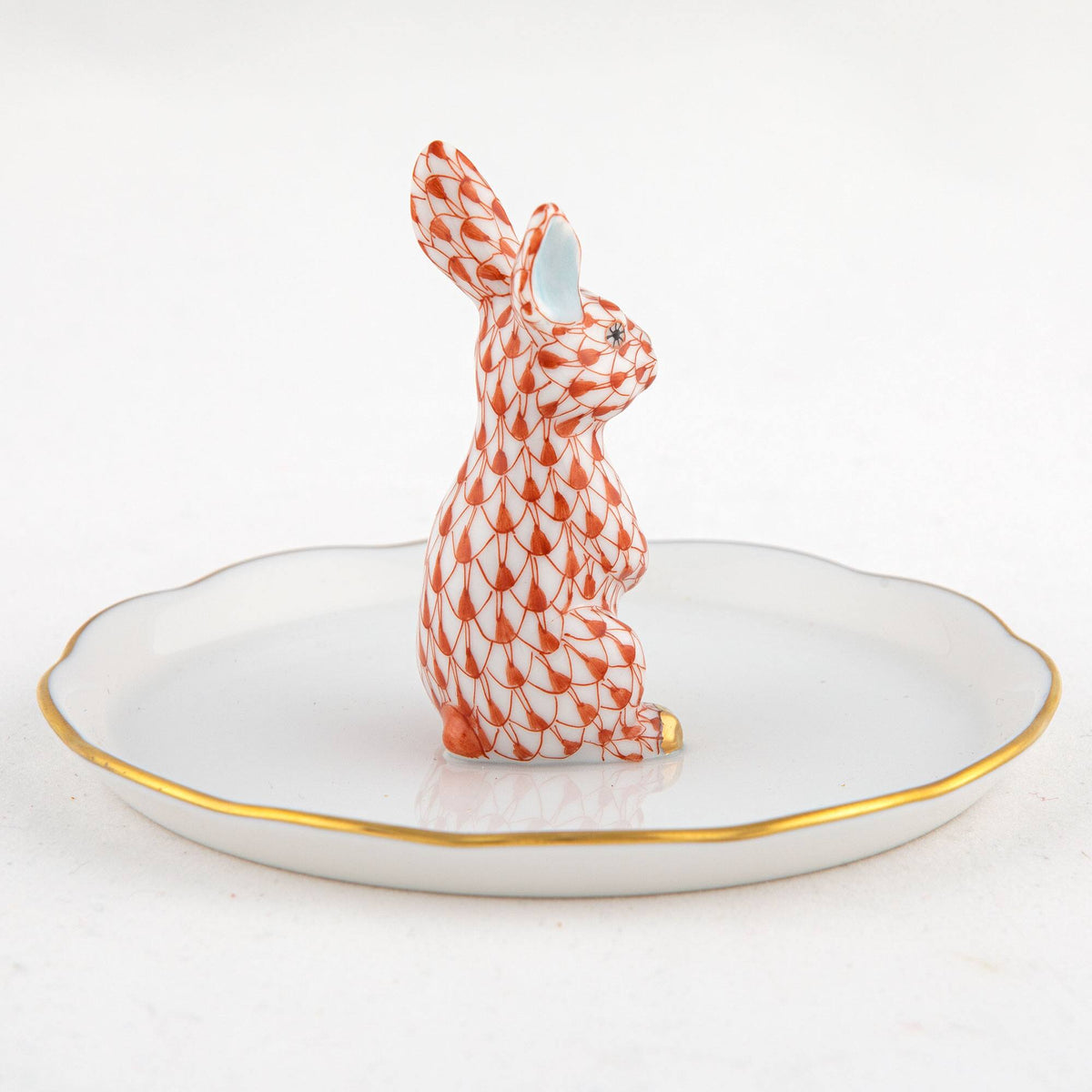 Herend Bunny Ring Holder Garnishment – Rust, alternate view