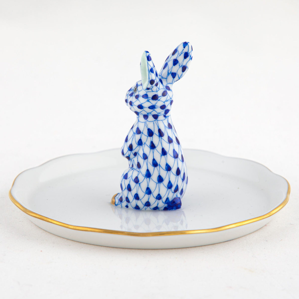 Herend Bunny Ring Holder Garnishment – Sapphire, alternate view