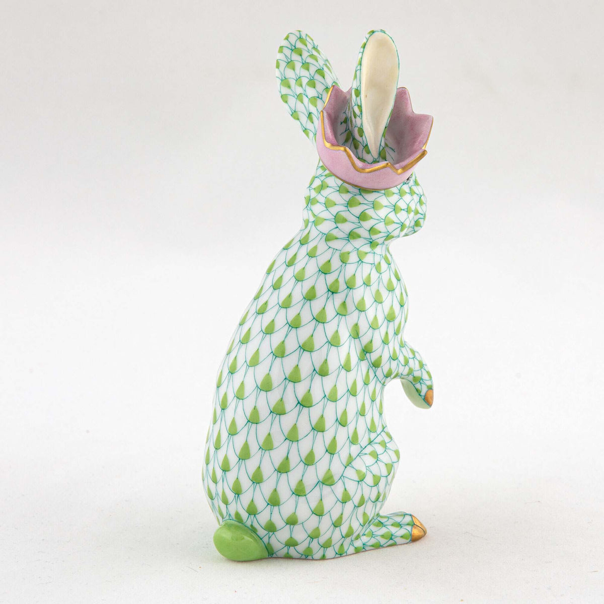 Herend Bunny with Crown Figurine – Key Lime, alternate view