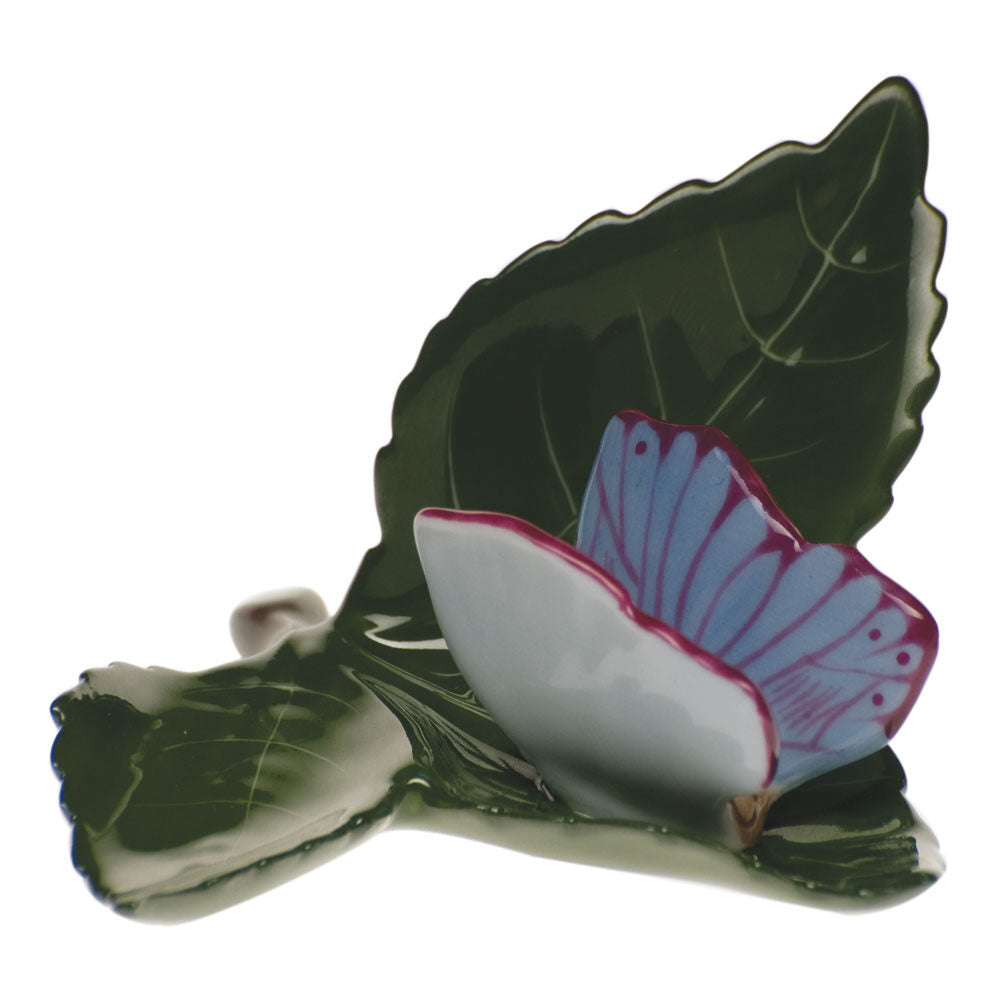 Multicolor (3) fishnet Butterfly on Leaf Table Place Cards & Place Card Holder figurine, hand-painted Herend porcelain with 24k gold accents
