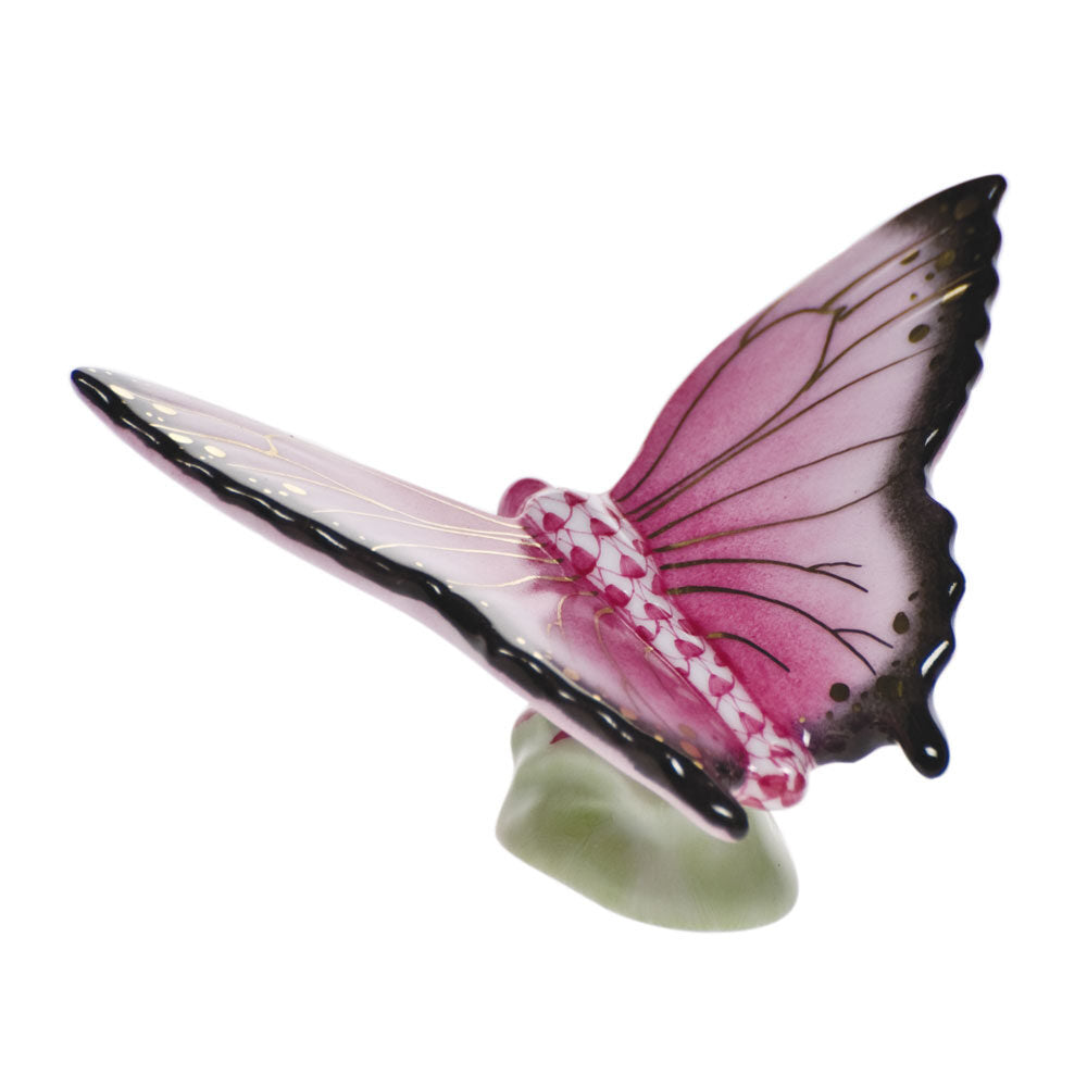Herend Butterfly Figurine porcelain figurine painted in the Raspberry fishnet pattern