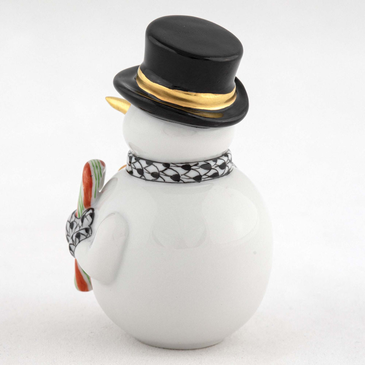 Herend Candy Cane Snowman Figurine – Black, alternate view