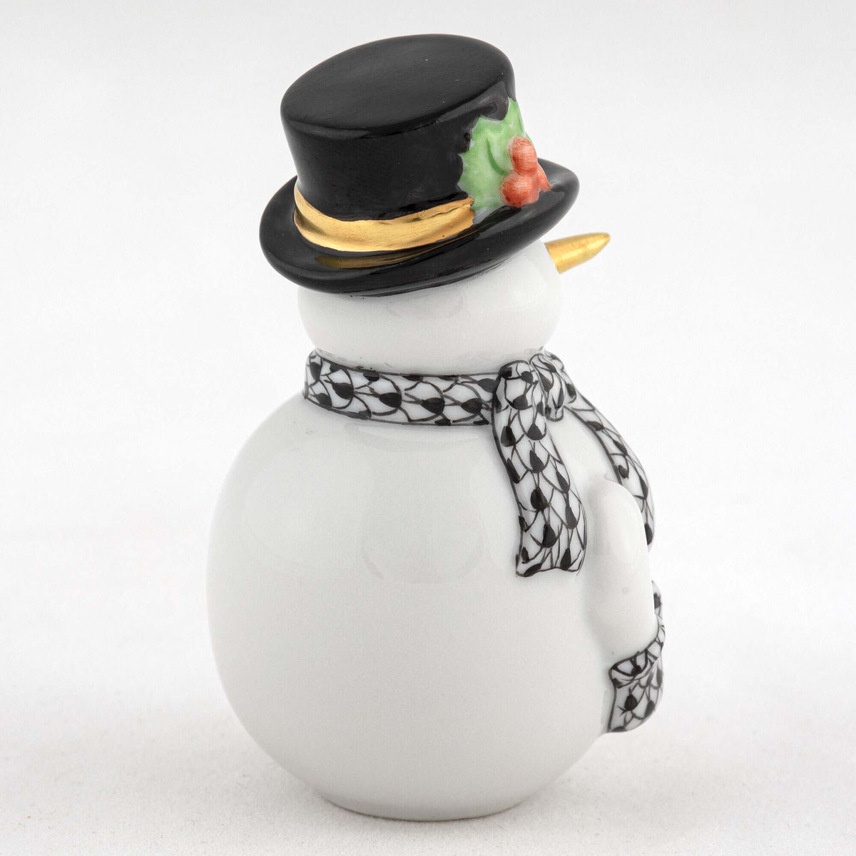 Herend Candy Cane Snowman Figurine – Black, alternate view