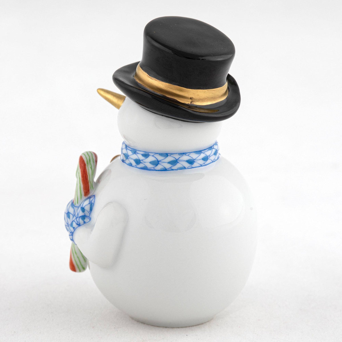 Herend Candy Cane Snowman Figurine – Blue, alternate view