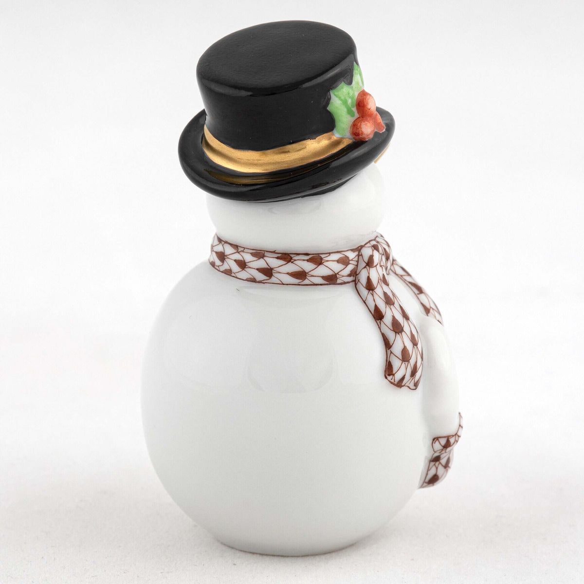 Herend Candy Cane Snowman Figurine – Chocolate, alternate view