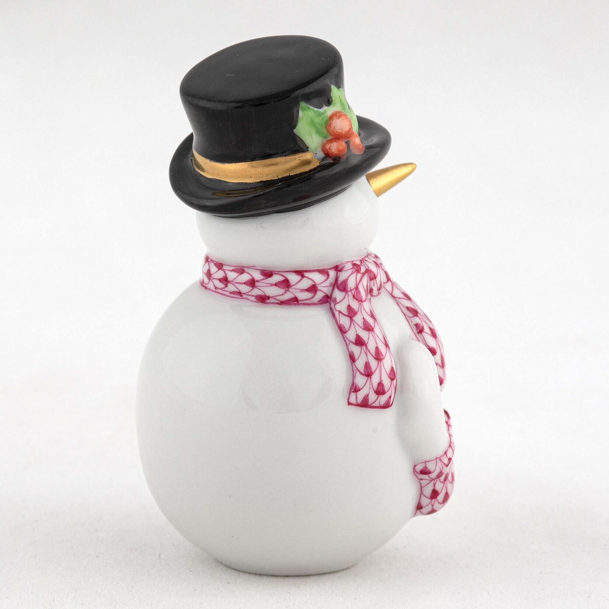 Herend Candy Cane Snowman Figurine – Raspberry, alternate view