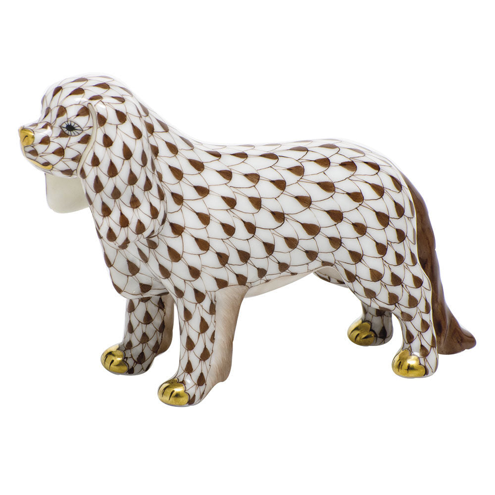 Herend Cavalier King Charles Spaniel Figurine porcelain figurine painted in the Chocolate fishnet pattern