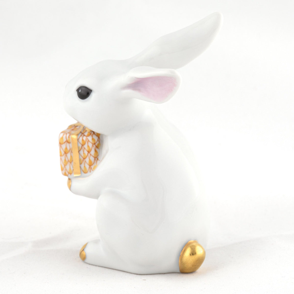 Herend Celebration Bunny Figurine β White-Butterscotch, alternate view