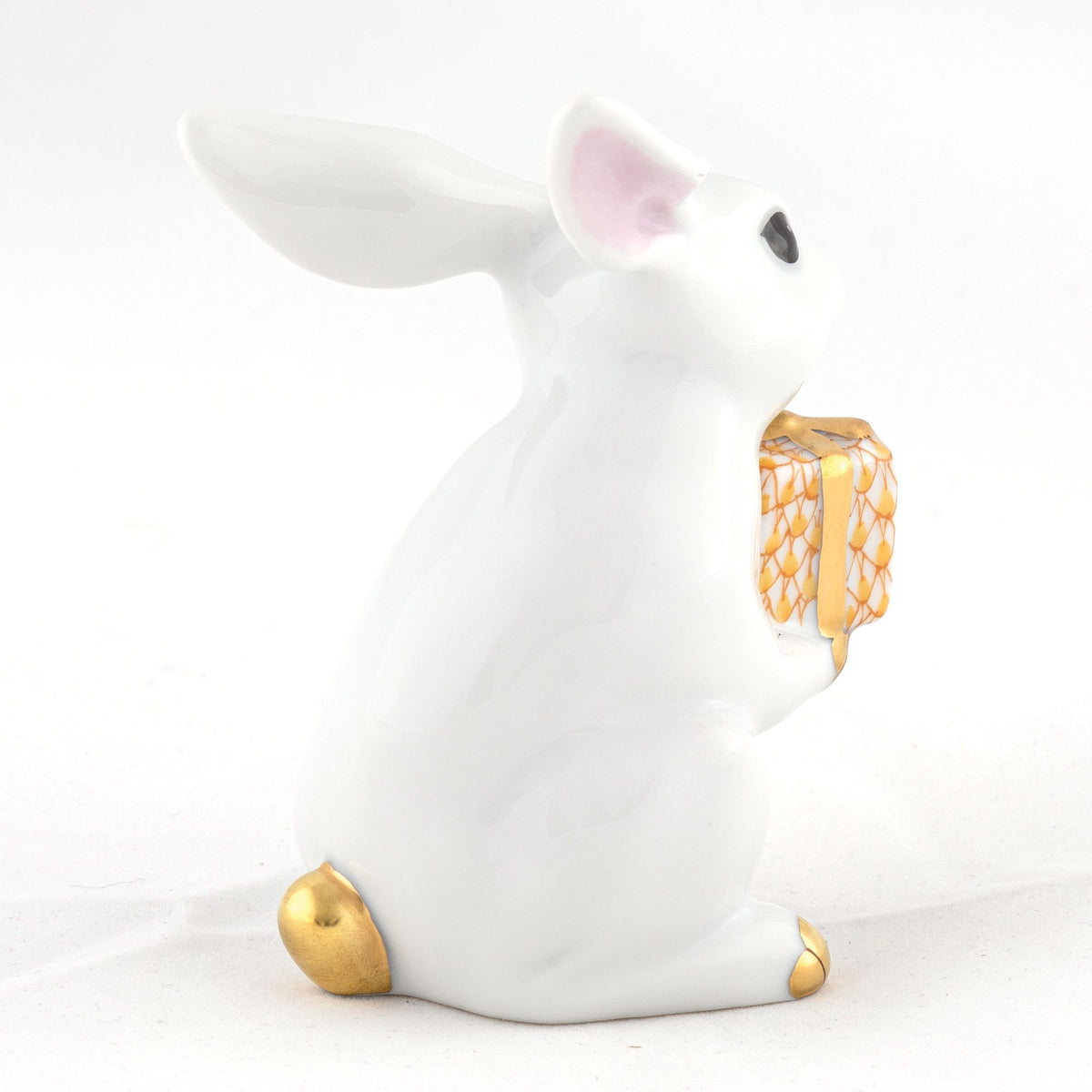 Herend Celebration Bunny Figurine β White-Butterscotch, alternate view