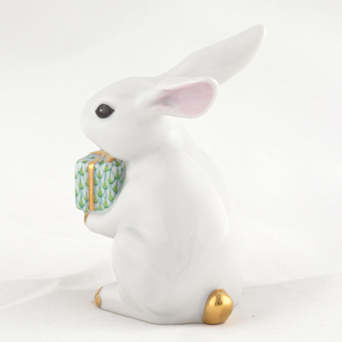Herend Celebration Bunny Figurine β White-Key Lime, alternate view