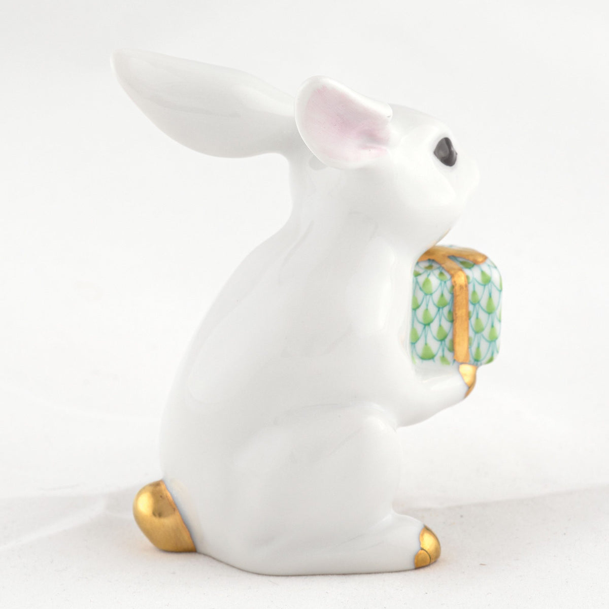 Herend Celebration Bunny Figurine β White-Key Lime, alternate view