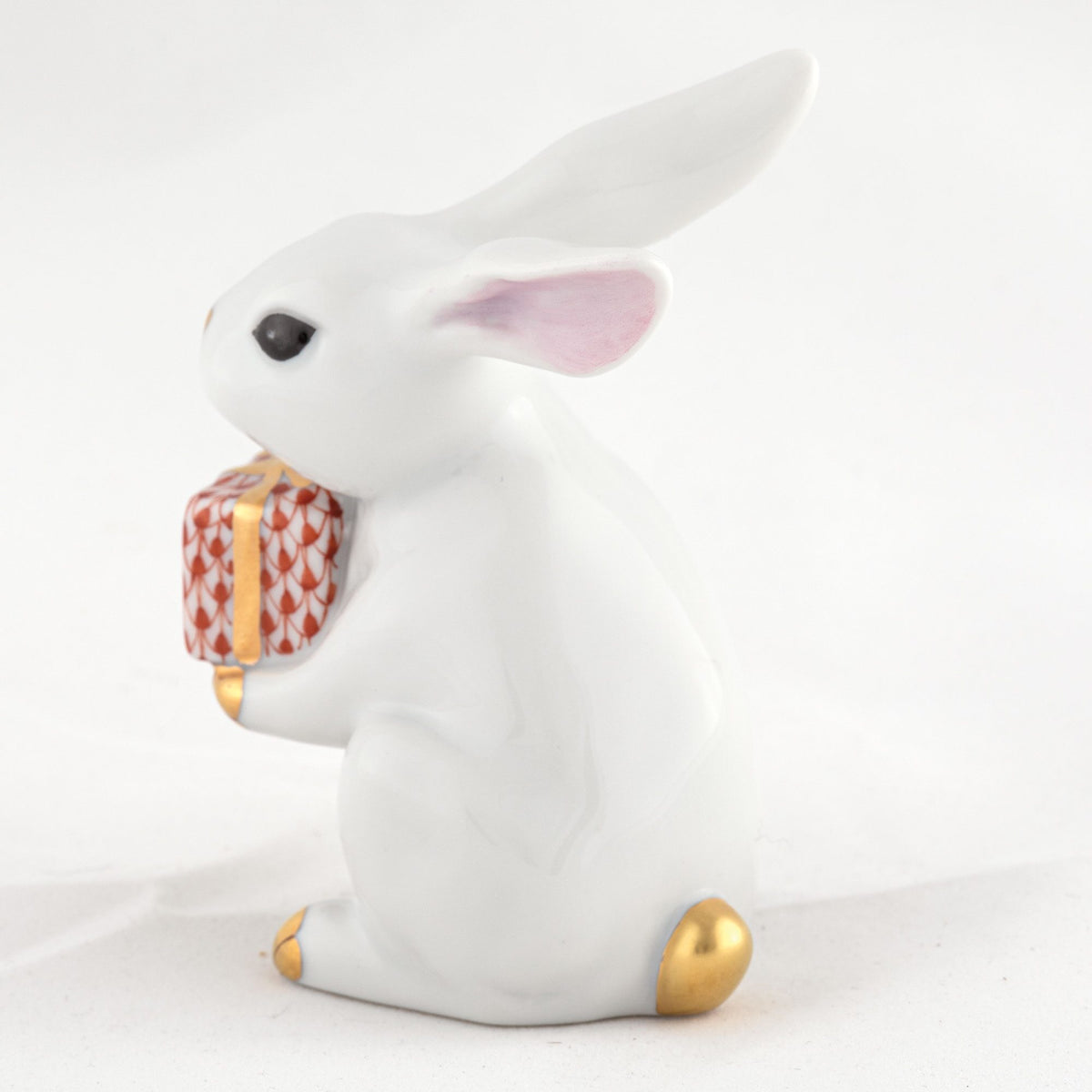 Herend Celebration Bunny Figurine β White-Rust, alternate view