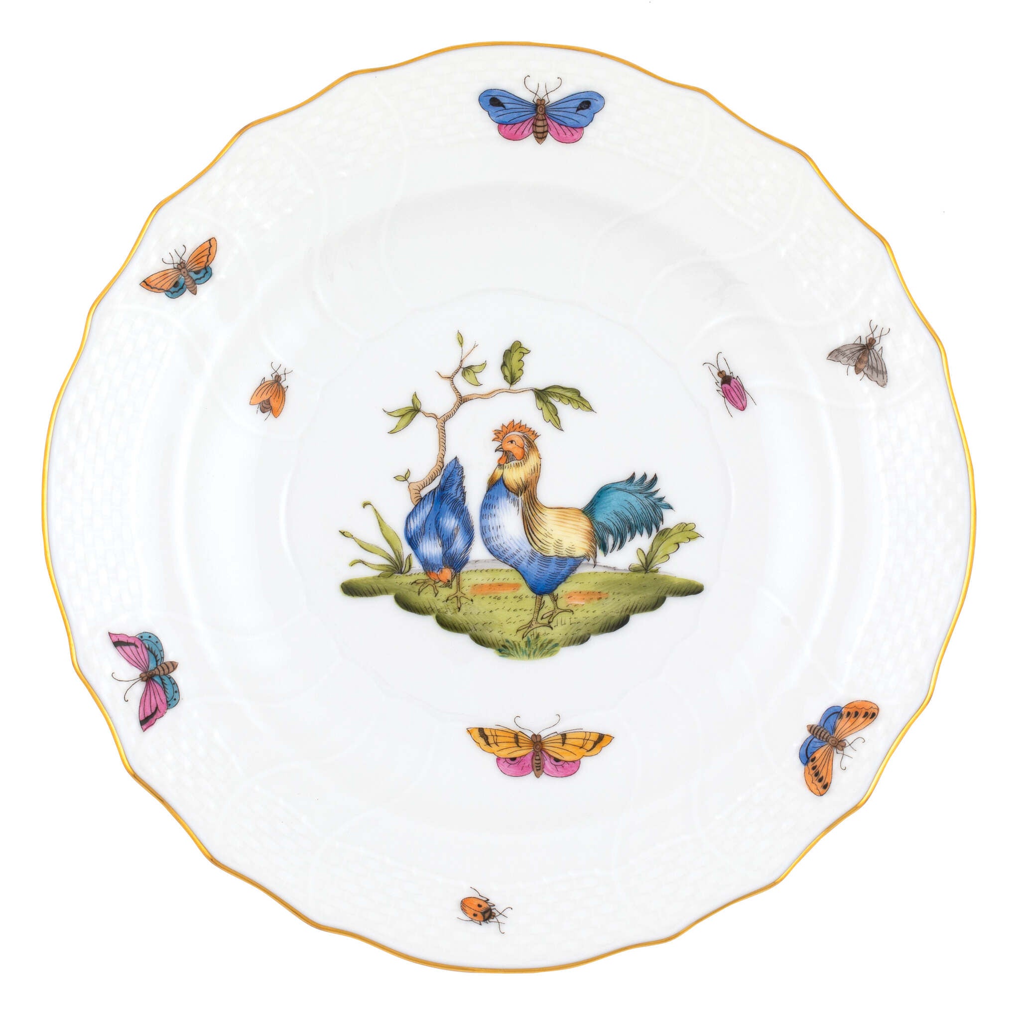 Hand-painted Herend Chanticleer Salad Plate in fine porcelain, 7.5in D,, Motif 3, on a white background