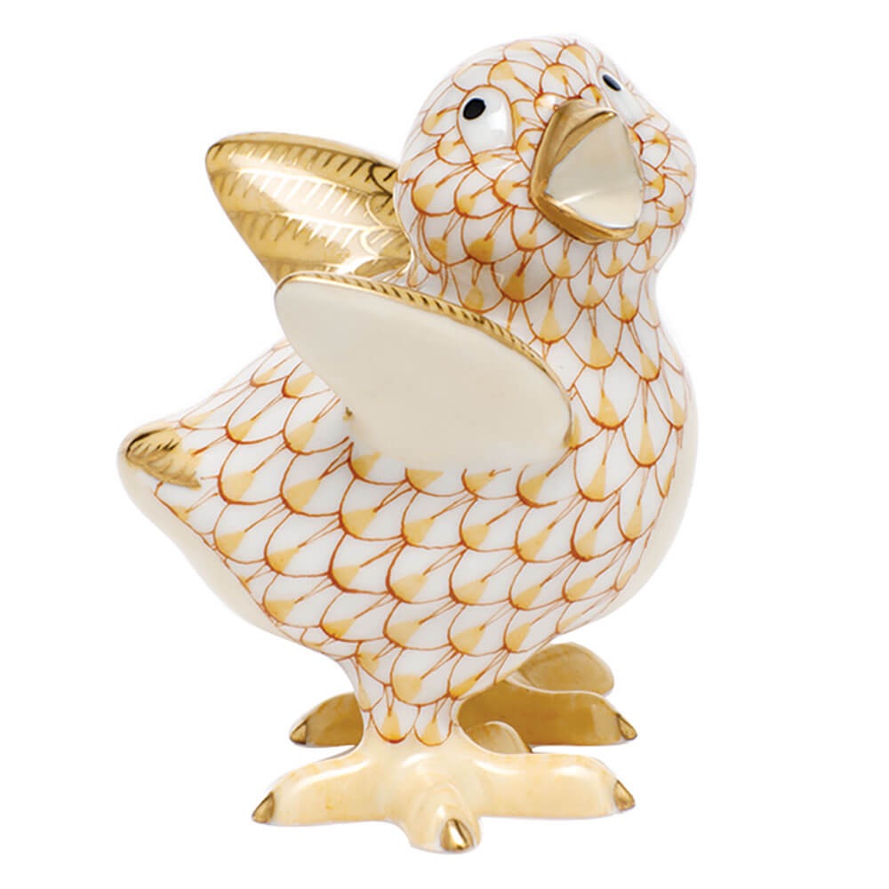 Chicken Little Figurine in hand-painted Butterscotch porcelain by Herend of Hungary