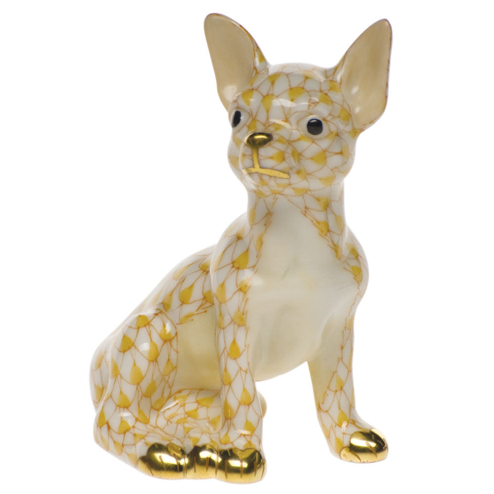 Chihuahua Figurine in hand-painted Butterscotch porcelain by Herend of Hungary