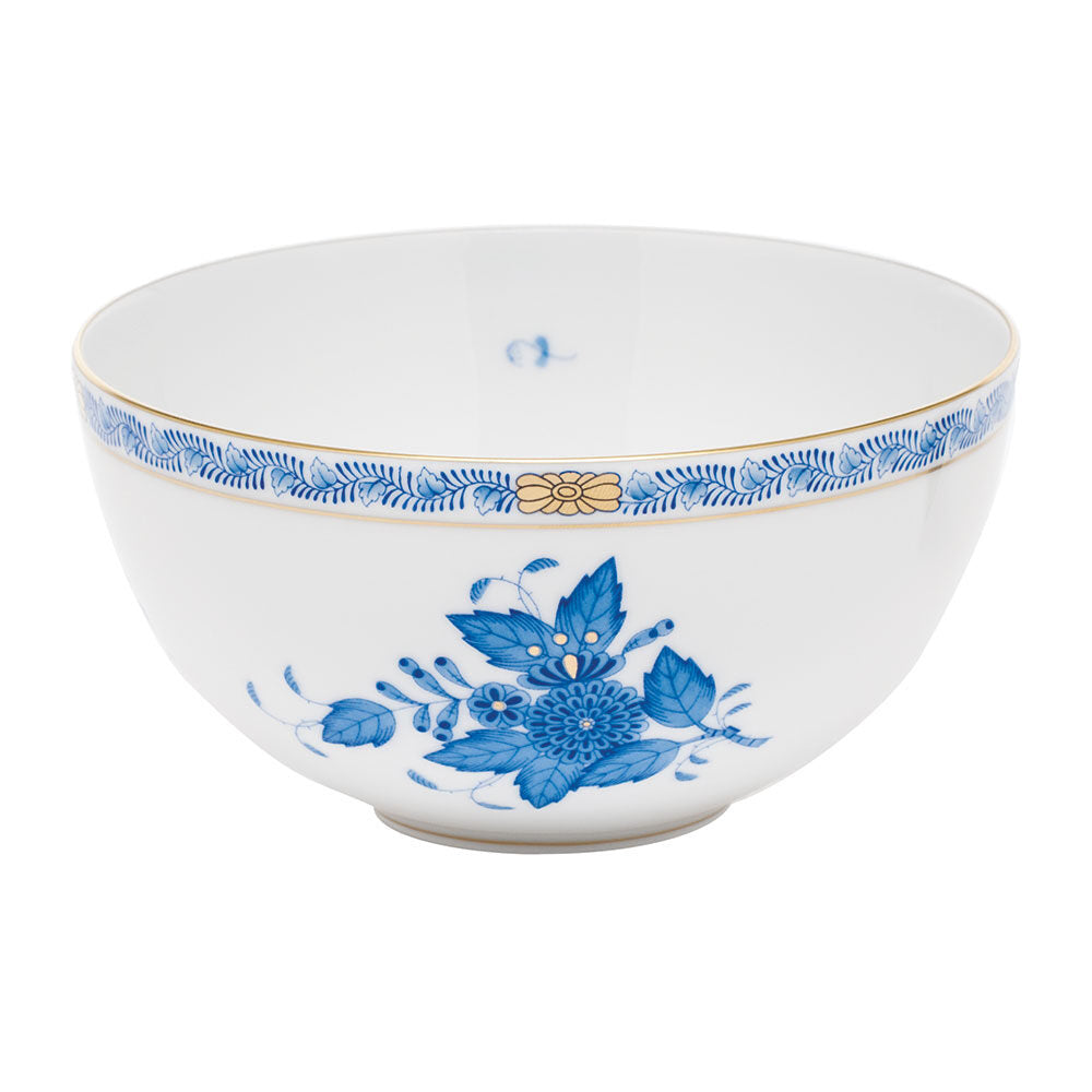 Hand-painted Herend Chinese Bouquet Blue Small Bowl in fine porcelain, 3in H X 5.75in D, on a white background