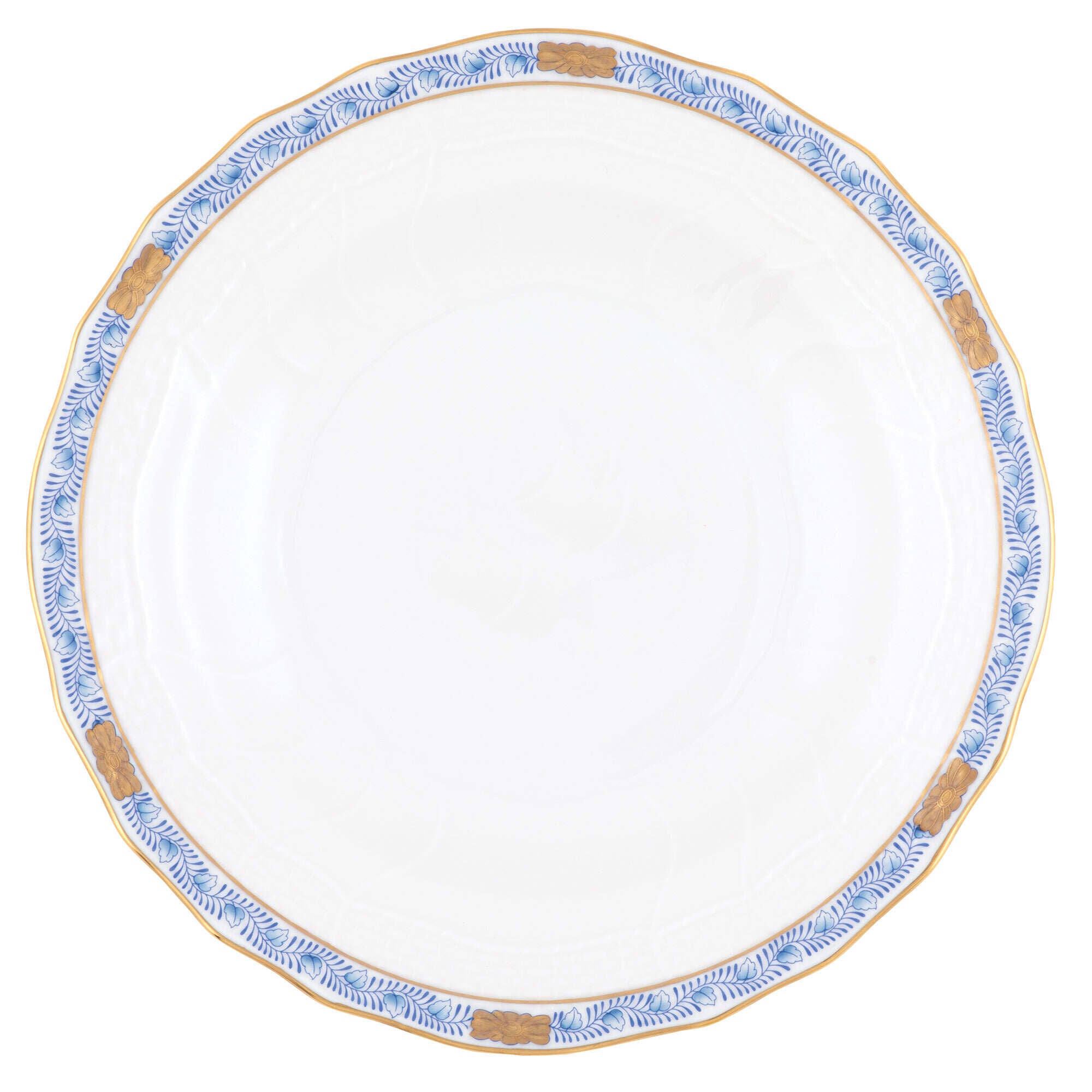 Hand-painted Herend Chinese Bouquet Garland Blue Dessert Plate in fine porcelain, 8.25in D, on a white background