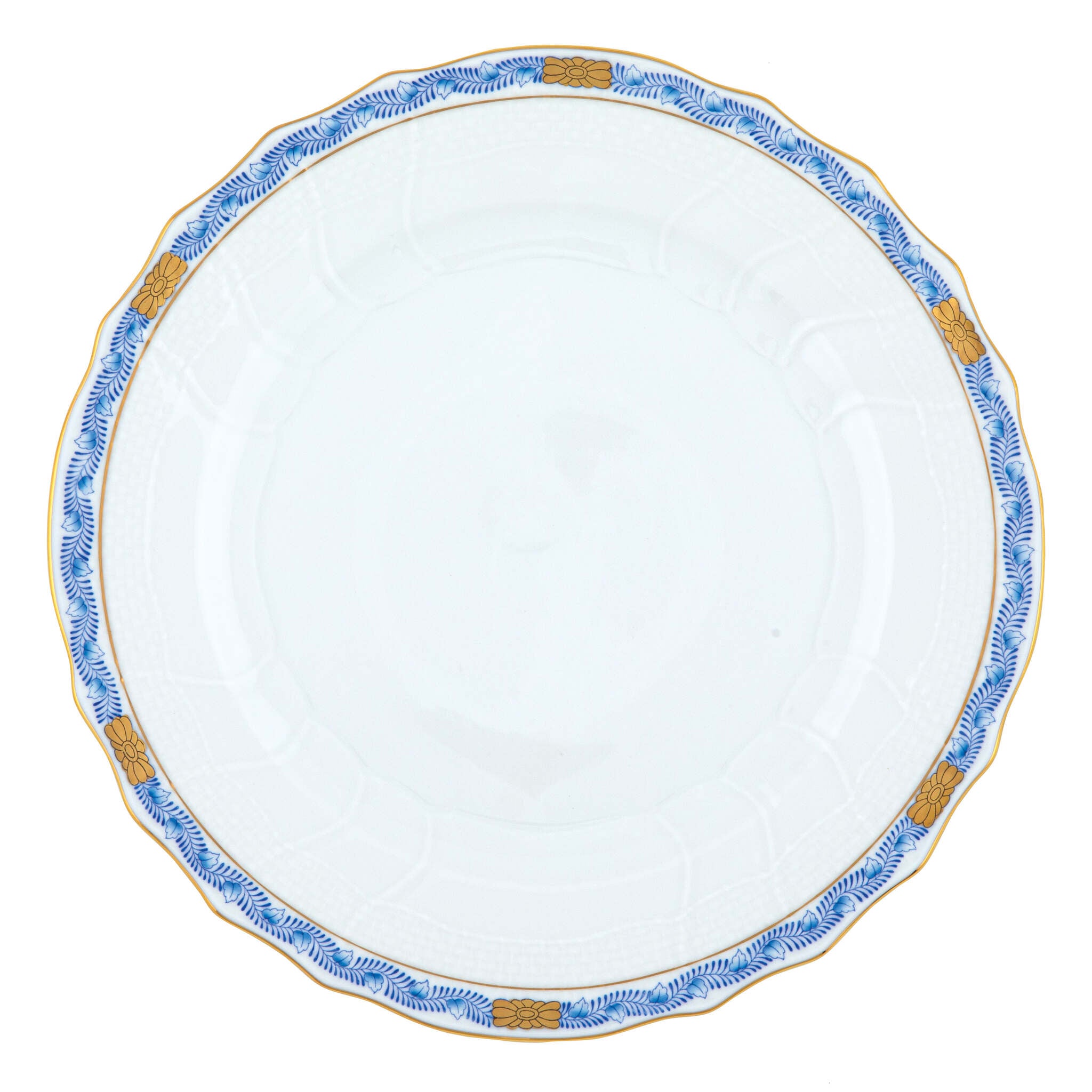 Hand-painted Herend Chinese Bouquet Garland Blue Dinner Plate in fine porcelain, 10.5in D, on a white background